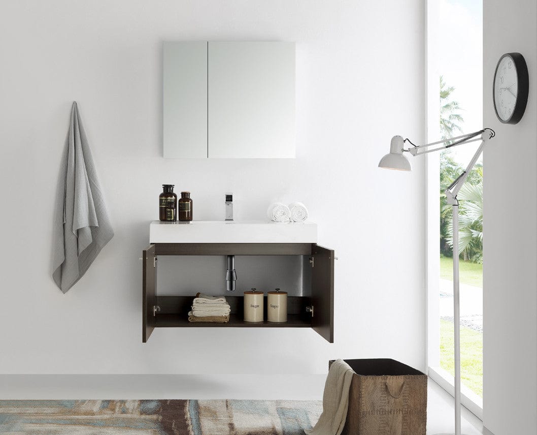 Fresca Vista 36 Gray Oak Modern Bathroom Vanity w/ Medicine Cabinet