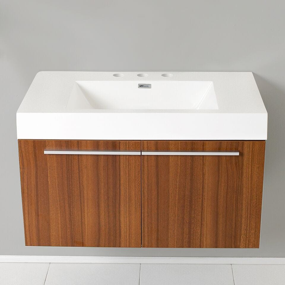 Fresca Vista 36 Teak Modern Bathroom Cabinet w/ Integrated Sink