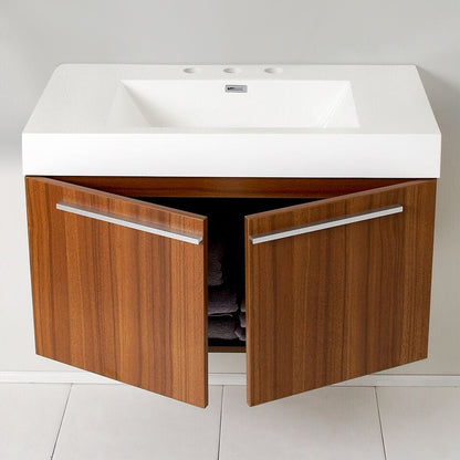 Fresca Vista 36 Teak Modern Bathroom Cabinet w/ Integrated Sink