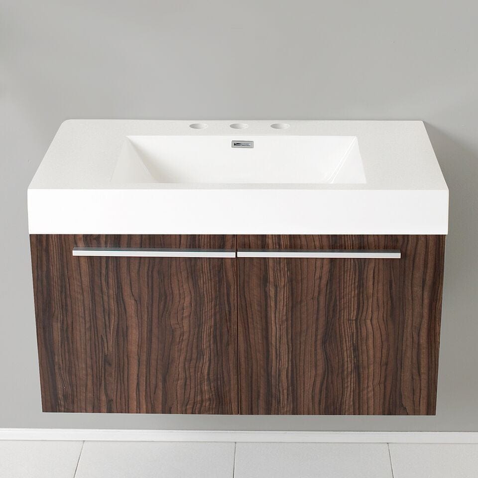 Fresca Vista 36 Walnut Modern Bathroom Cabinet w/ Integrated Sink