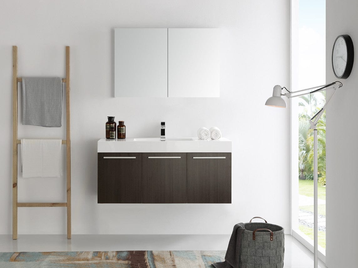 Fresca Vista 48 Gray Oak Wall Hung Modern Bathroom Vanity w/ Medicine Cabinet