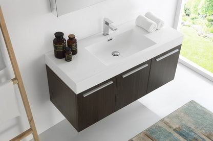 Fresca Vista 48 Gray Oak Wall Hung Modern Bathroom Vanity w/ Medicine Cabinet