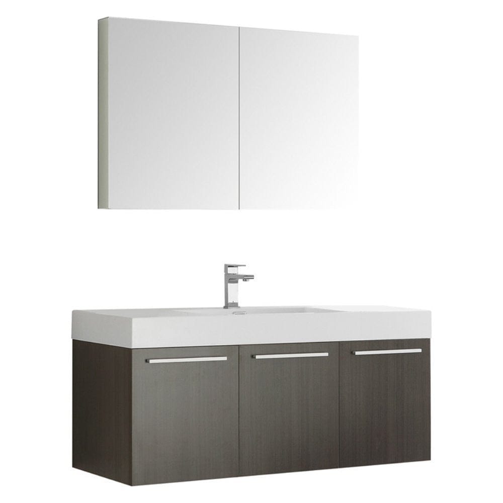 Fresca Vista 48" Gray Oak Wall Hung Modern Bathroom Vanity w/ Medicine Cabinet