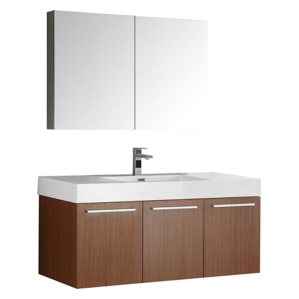 Fresca Vista 48" Teak Wall Hung Modern Bathroom Vanity w/ Medicine Cabinet