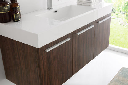 Fresca Vista 48 Walnut Wall Hung Modern Bathroom Vanity w/ Medicine Cabinet