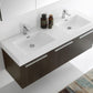 Fresca Vista 60 Gray Oak Wall Hung Double Sink Modern Bathroom Vanity w/ Medicine Cabinet