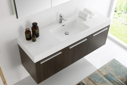 Fresca Vista 60 Gray Oak Wall Hung Single Sink Modern Bathroom Vanity w/ Medicine Cabinet