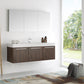 Fresca Vista 60" Walnut Wall Hung Single Sink Modern Bathroom Vanity w/ Medicine Cabinet