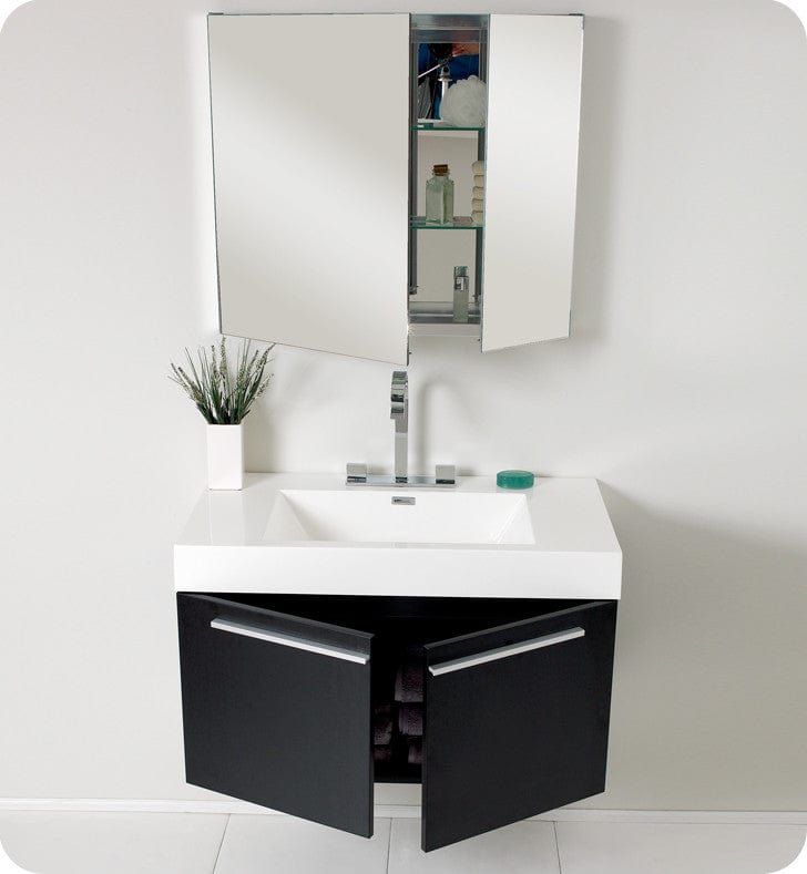 Fresca Vista Black Modern Bathroom Vanity w/ Medicine Cabinet