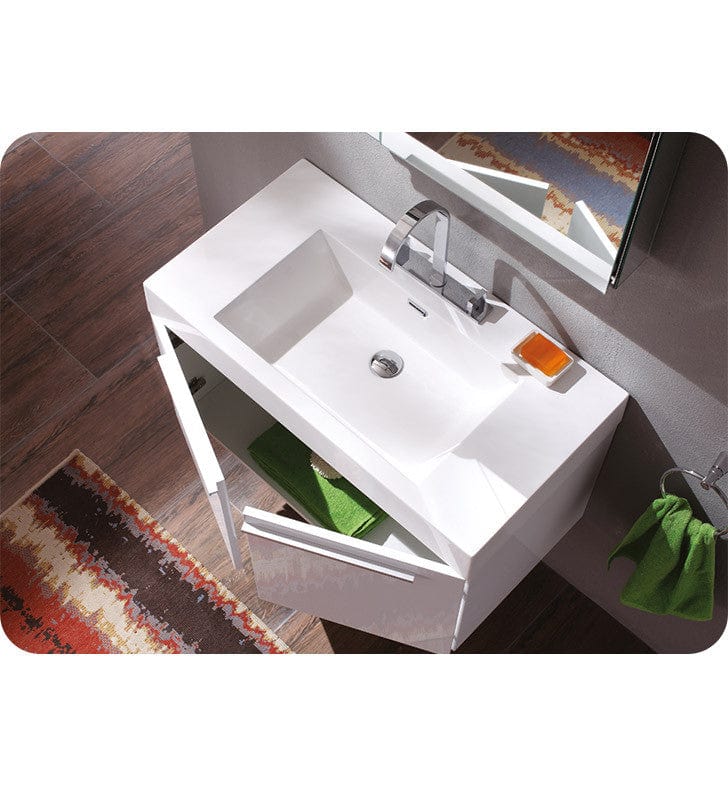 Fresca Vista White Modern Bathroom Vanity w/ Medicine Cabinet