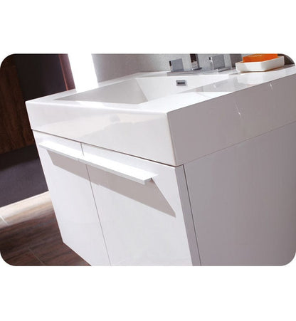 Fresca Vista White Modern Bathroom Vanity w/ Medicine Cabinet