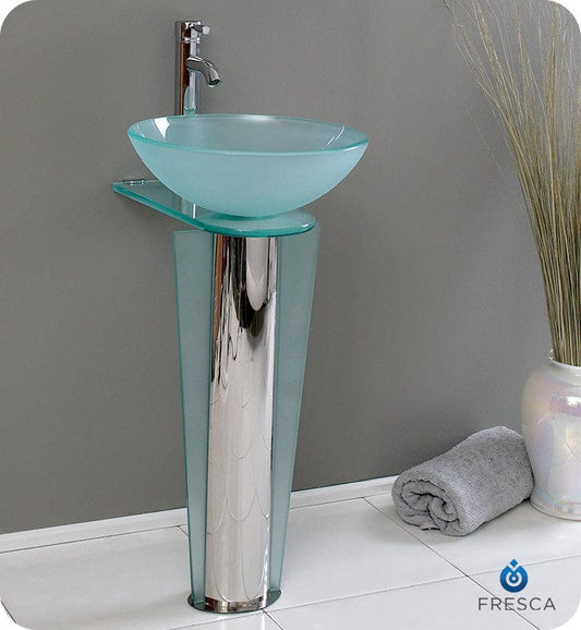 Fresca Vitale 17 Modern Glass Bathroom Pedistal w/ Countertop