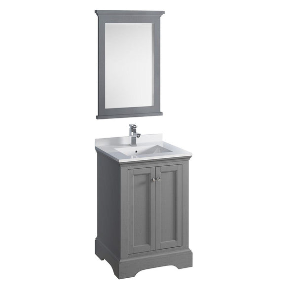 Fresca Windsor 24 Gray Textured Traditional Bathroom Vanity w/ Mirror | FVN2424GRV