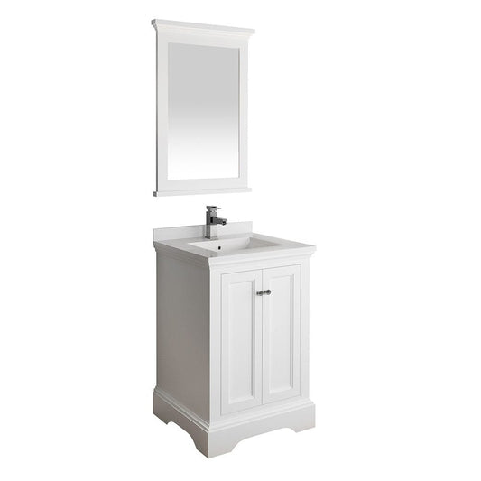 Fresca Windsor 24" Matte White Traditional Bathroom Vanity w/ Mirror | FVN2424WHM