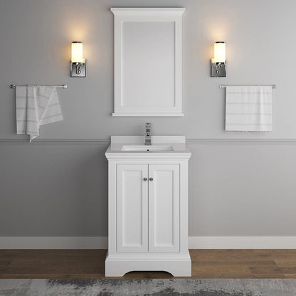 Fresca Windsor 24 Matte White Traditional Bathroom Vanity w/ Mirror | FVN2424WHM