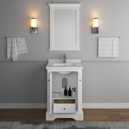 Fresca Windsor 24 Matte White Traditional Bathroom Vanity w/ Mirror | FVN2424WHM