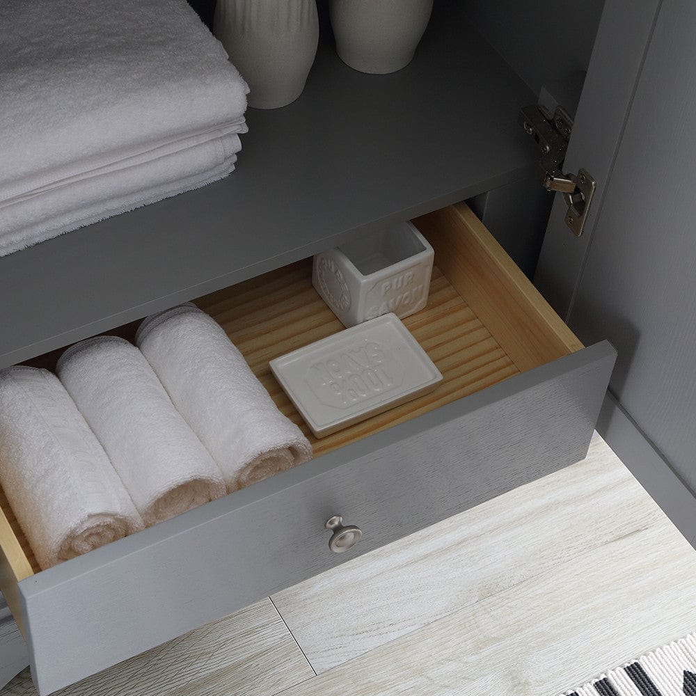 Fresca Windsor 30 Gray Textured Traditional Bathroom Vanity w/ Mirror | FVN2430GRV
