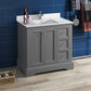 Fresca Windsor 36 Gray Textured Traditional Bathroom Cabinet w/ Top & Sink | FCB2436GRV-CWH-U