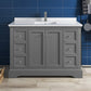 Fresca Windsor 48 Gray Textured Traditional Bathroom Cabinet w/ Top & Sink | FCB2448GRV-CWH-U