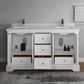 Fresca Windsor 60 Matte White Traditional Double Sink Bathroom Cabinet w/ Top & Sinks | FCB2460WHM-CWH-U