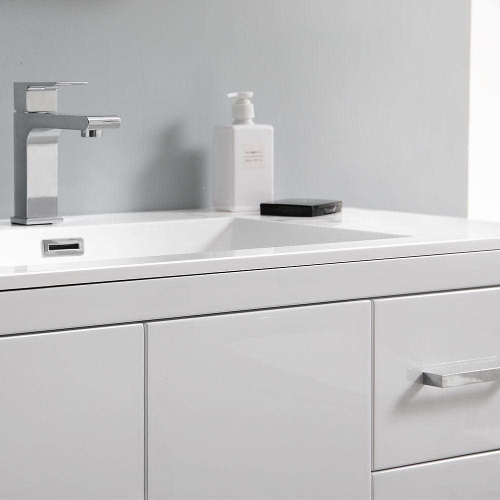 Imperia 36 Modern White Free Standing Bathroom Vanity w/ Medicine Cabinet- Left Offset