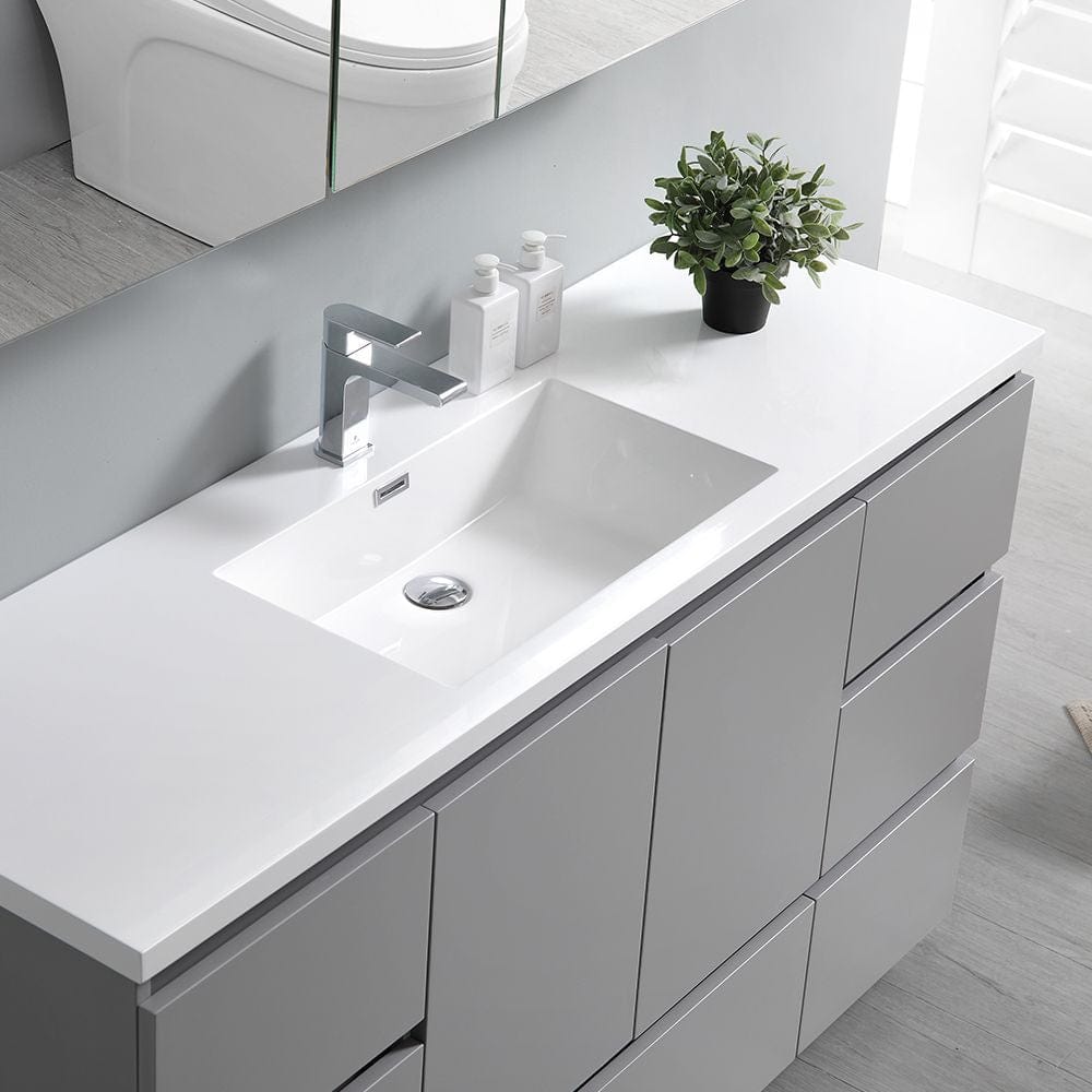 Lazzaro 60 Modern Gray Free Standing Single Sink Bathroom Vanity Set