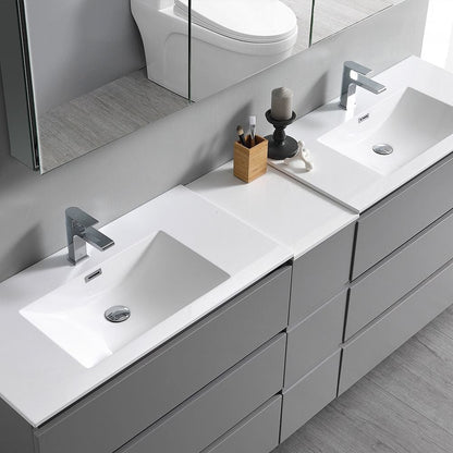 Lazzaro 84 Modern Gray Free Standing Double Sink Bathroom Vanity Set