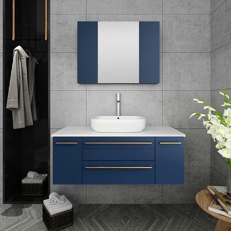 royal blue modern bathroom vanity