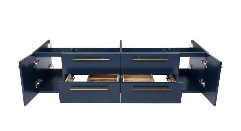 Lucera Modern 60" Royal Blue Wall Hung Cabinet w/ Top & Double Undermount Sink