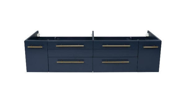 Lucera Modern 60" Royal Blue Wall Hung Cabinet w/ Top & Double Undermount Sink