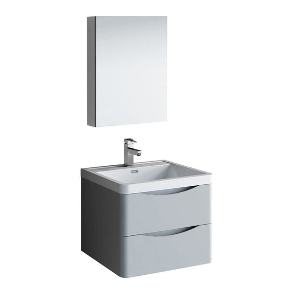 Tuscany 24 Gray Wall Hung Modern Bathroom Vanity Set