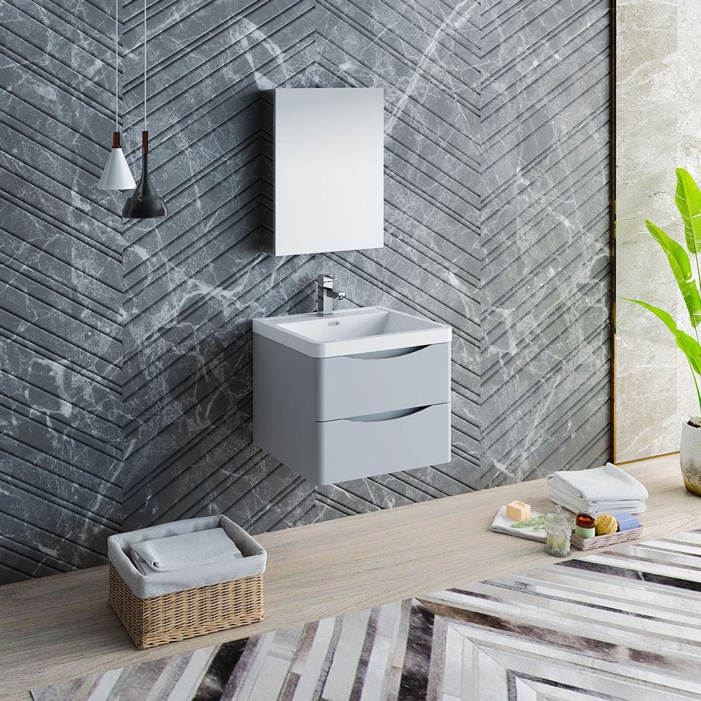 Tuscany 24 Gray Wall Hung Modern Bathroom Vanity Set