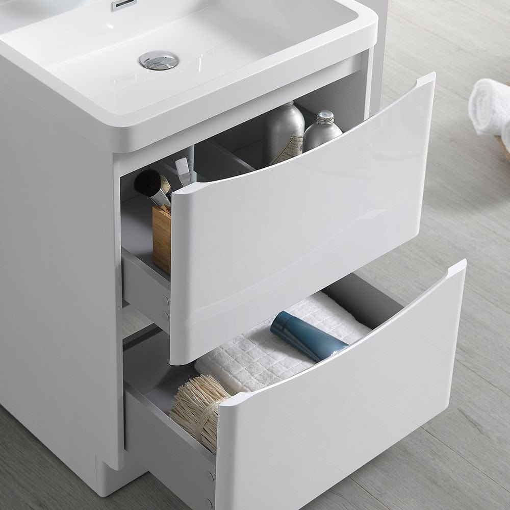 Tuscany 24" Modern White Free Standing Bathroom Vanity Set