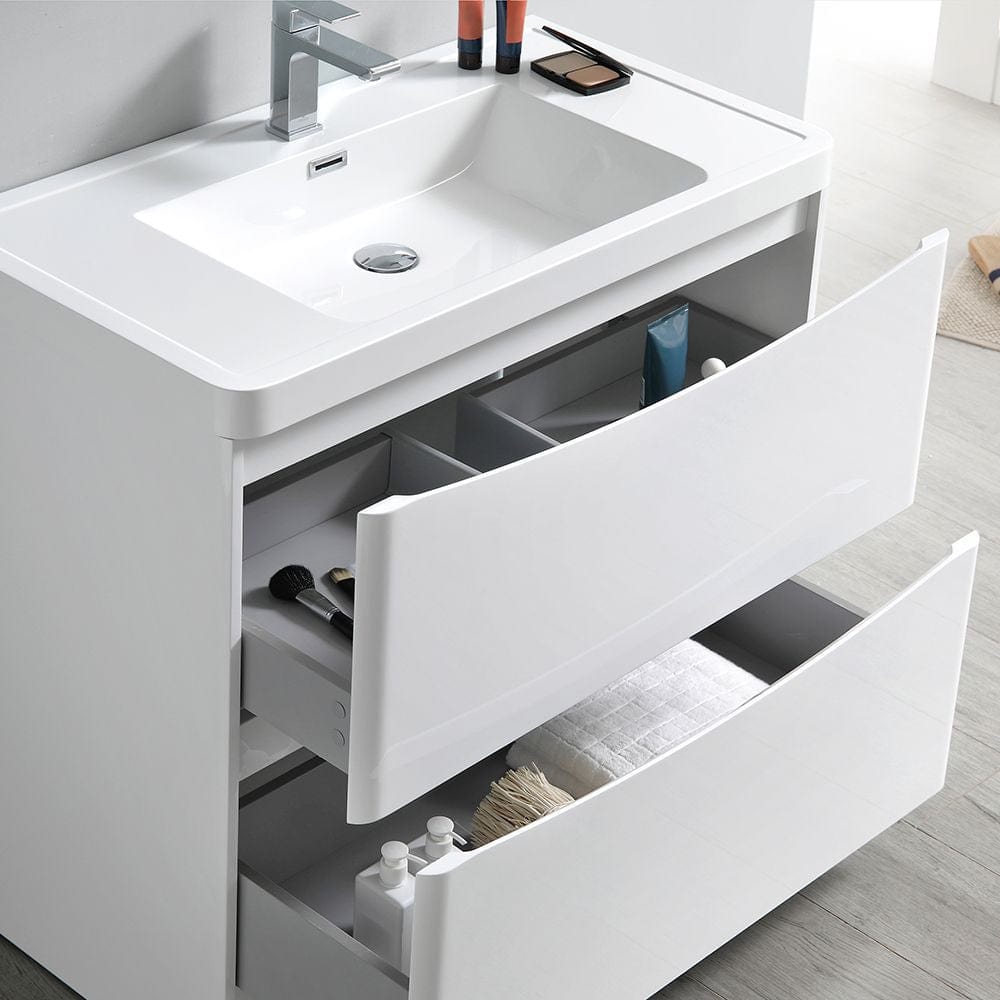 Tuscany 32 Modern White Free Standing Bathroom Vanity Set