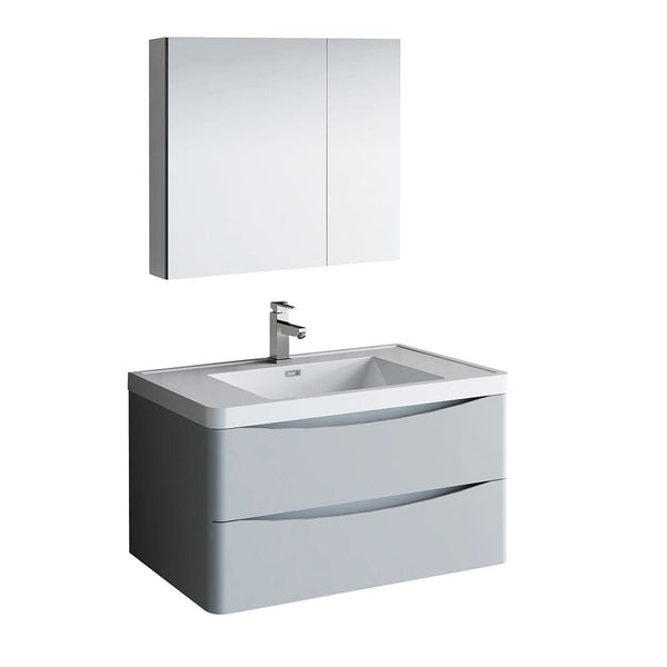 Tuscany 36 Modern Gray Wall Hung  Bathroom Vanity Set
