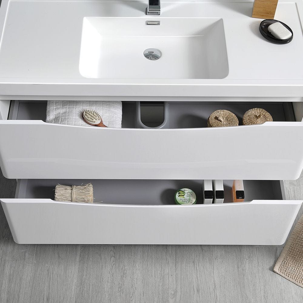 Tuscany 40 Modern White Free Standing Bathroom Vanity Set