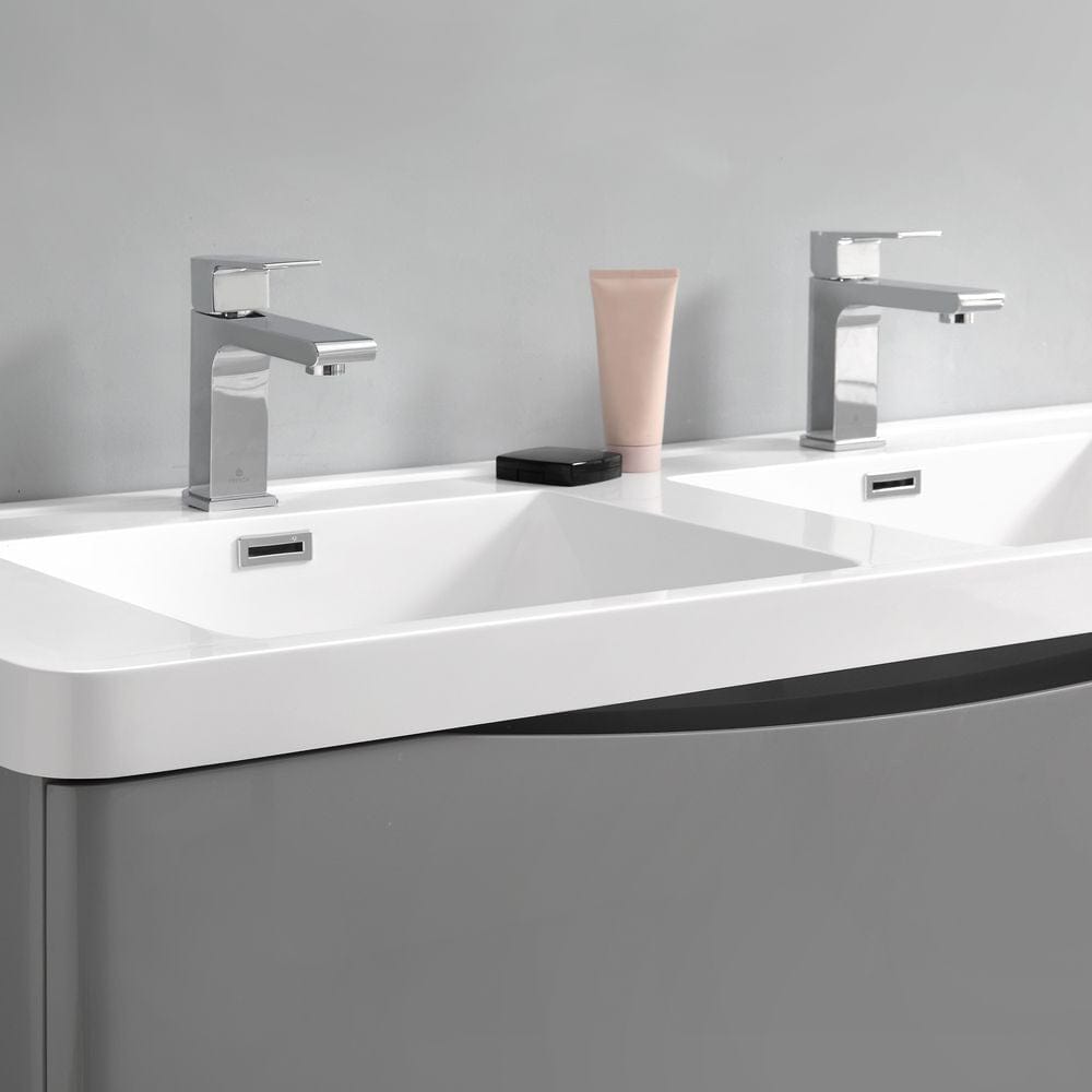 Tuscany 48 Modern Gray Wall Hung Double Sink Bathroom Vanity Set