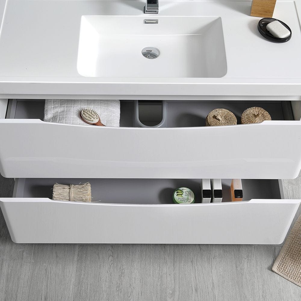 Tuscany 48 Modern White Free Standing Bathroom Vanity Set