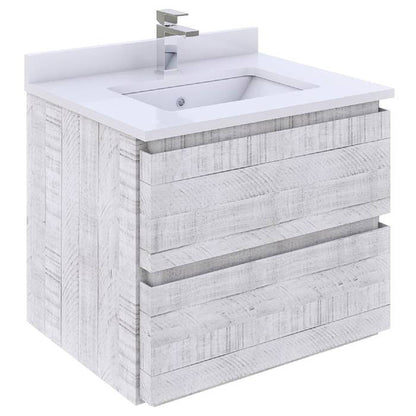 rustic white wall hung bathroom vanity