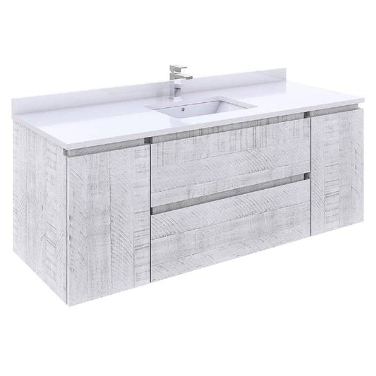 wall hung bathroom vanity in rustic white