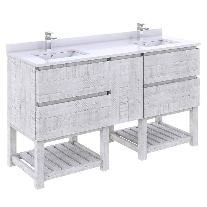 rustic white freestanding bathroom vanity