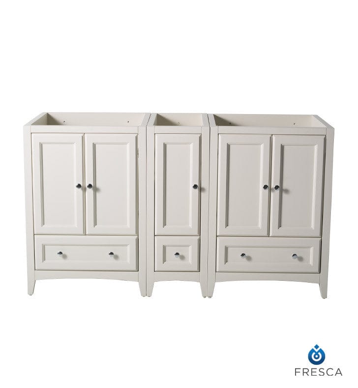 Fresca Oxford 60 Antique White Traditional Double Sink Bathroom Cabinets