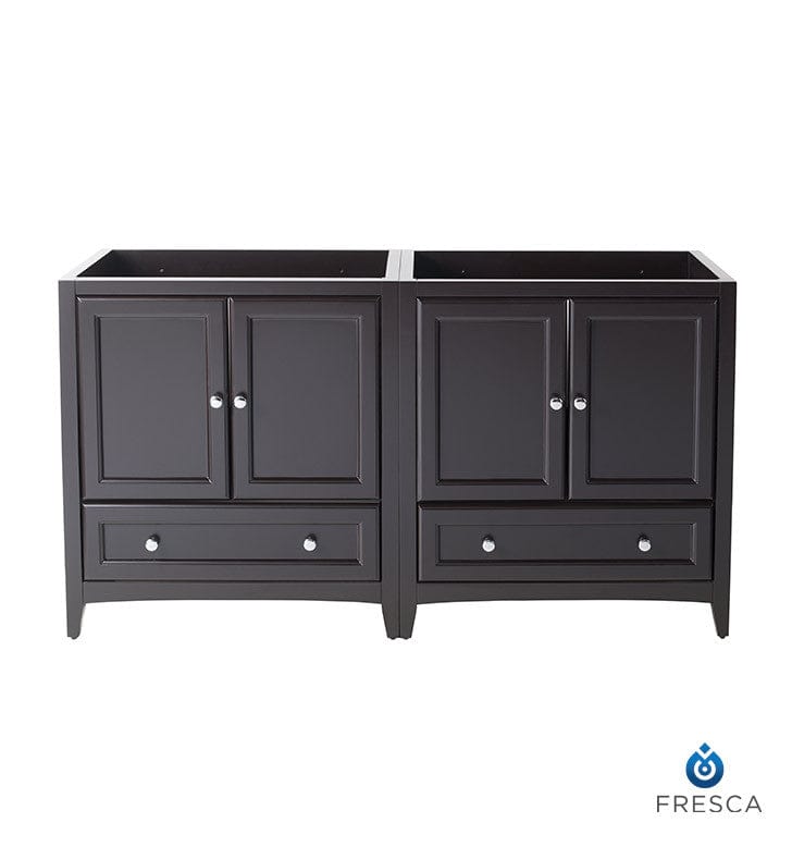 Fresca Oxford 60 Espresso Traditional Double Sink Bathroom Cabinets