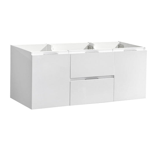 Fresca Valencia 48 Glossy White Wall Hung Double Sink Modern Bathroom Cabinet