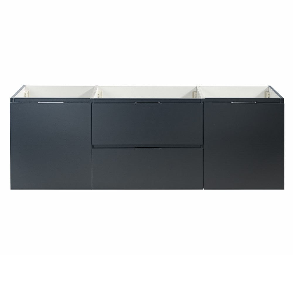 Fresca Valencia 60 Dark Slate Gray Wall Hung Double Sink Modern Bathroom Cabinet