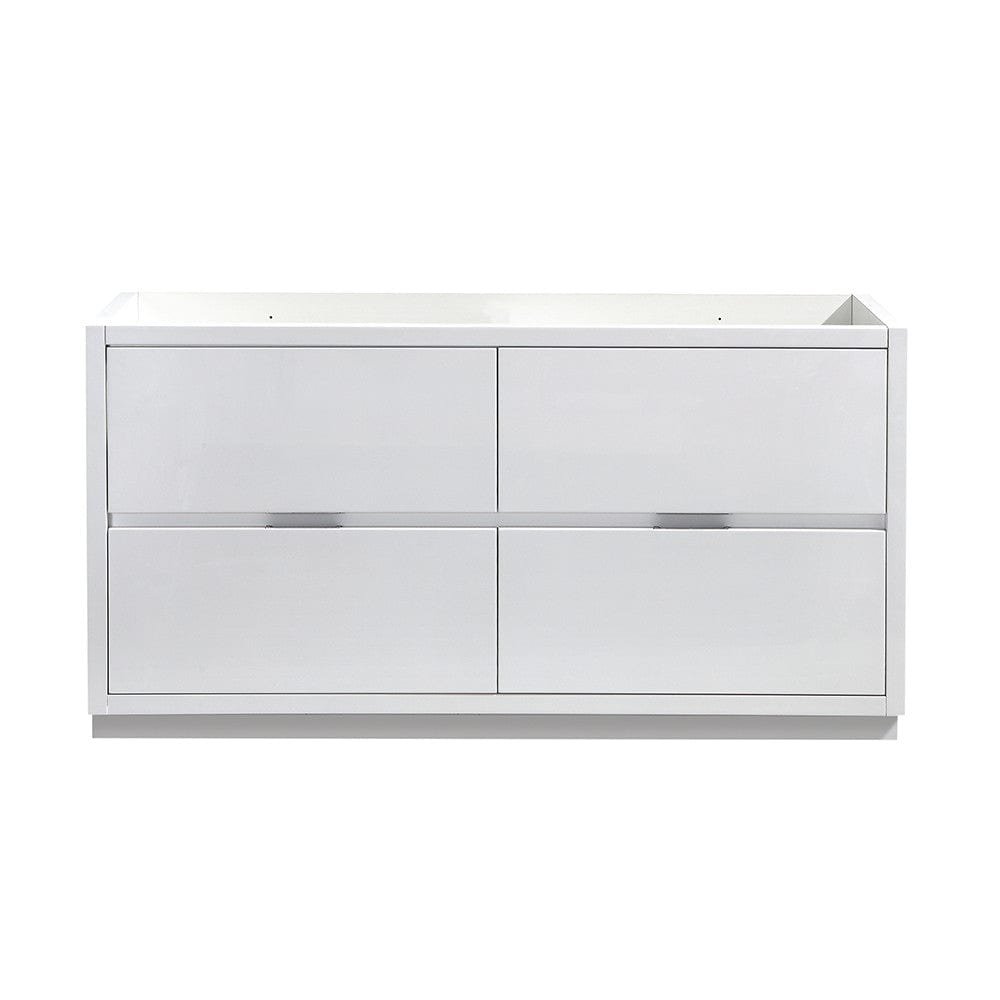 Fresca Valencia 60 Glossy White Free Standing Double Sink Modern Bathroom Cabinet