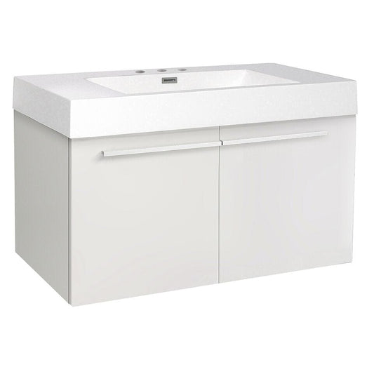 Fresca Vista 36" White Modern Bathroom Base Cabinet w/ Integrated Sink