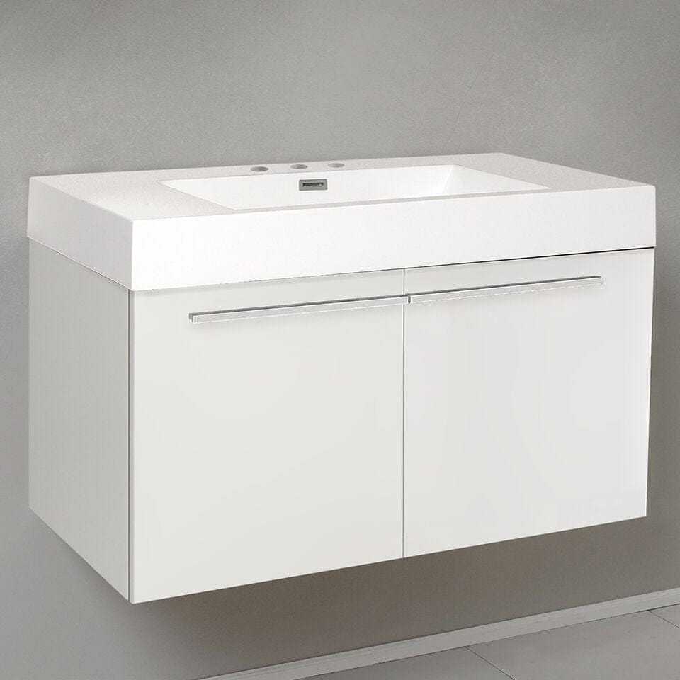 Fresca Vista 36 White Modern Bathroom Base Cabinet w/ Integrated Sink