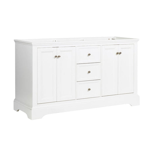 Fresca Windsor 60 Matte White Traditional Double Sink Bathroom Cabinet | FCB2460WHM