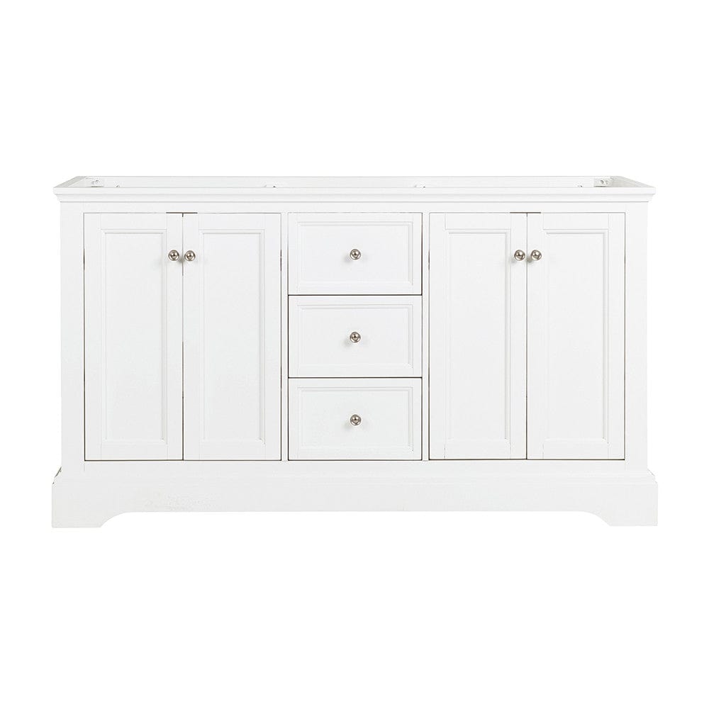 Fresca Windsor 60 Matte White Traditional Double Sink Bathroom Cabinet | FCB2460WHM